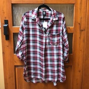 BOBEAU Plaid 100% Polyester Top